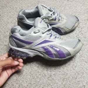 Reebok Gray and Purple Athletic Shoes with Cushioned Midsole